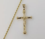 Crucifix Jesus Cross Plated 2mm Rope Braided Chain Faith Necklace