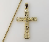 Christian Gift Men Nugget Design Jesus Crucifix Cross Plated 3mm Rope Braided