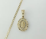 Spiritual "Mis 15 Años" Blessed Virgin Mary 14K Plated 3mm Cuban Chain Necklace