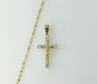 Plated Small Cross 2.5mm Star Chain Necklace