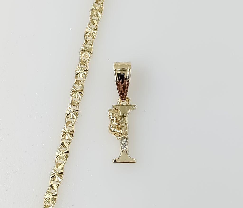 Plated Dainty Letter "I" 3mm Star Chain Necklace