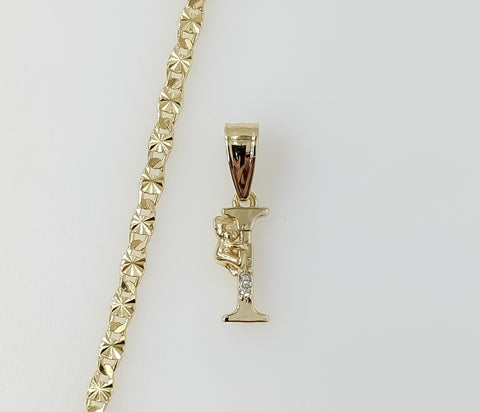Plated Dainty Letter "I" 3mm Star Chain Necklace