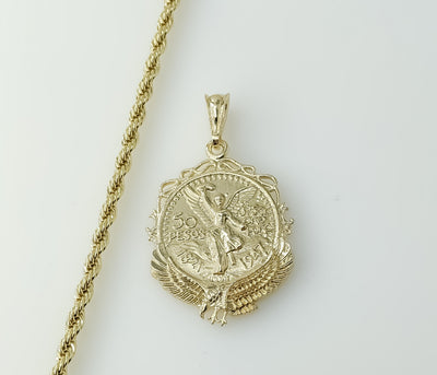 Plated Mexican Centenario Double Sided 4mm Rope/Braided Chain Necklace