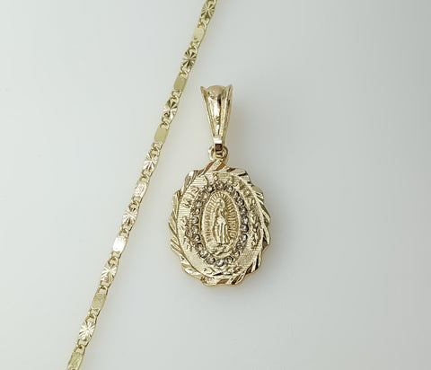 "Mis 15 Años" Virgin Mary Plated 2mm Star Solid Chain Necklace Faith Jewelry
