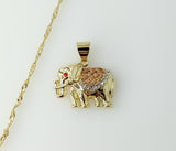 Plated Tri-Color Elephant 14K Twist Chain Necklace