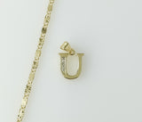 Plated star chain necklace featuring a small solid 2mm letter "U" pendant.