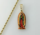 Plated Multicolor Virgin Mary Medal Pendant With Optional 14K 3mm-4mm Chain