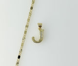 Plated Dainty Letter "J" 2mm Star Solid Chain Necklace