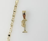 Plated Dainty Letter "I" 3mm Flat Mariner Anchor Chain Necklace