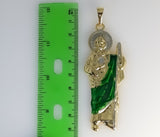Large multicolor Saint Jude pendant with intricate rope details.
Large multicolor Saint Jude pendant featuring rope desi