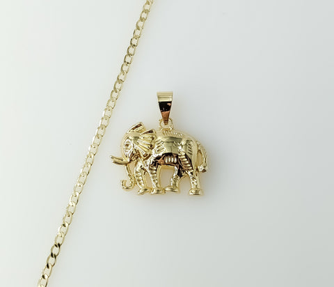 Plated Elephant 14K 3mm Cuban Chain Necklace