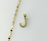 Plated Dainty Letter "J" 3mm Flat Mariner Anchor Chain Necklace