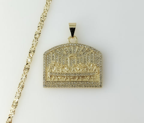 Plated Blinged The Last Supper 4mm Star Chain Necklace