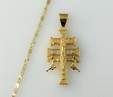Plated Holy Cross of Caravaca 2mm Star Solid Chain Necklace