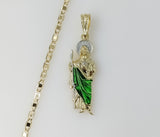 Plated Small Multicolor Saint Jude 3mm Flat Mariner Anchor Chain Necklace