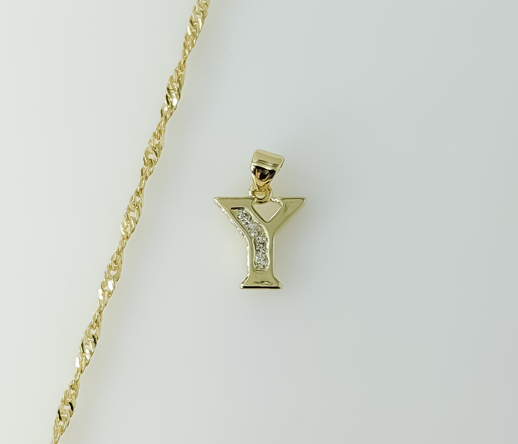 Plated Dainty Letter "Y" 14K Twist Chain Necklace