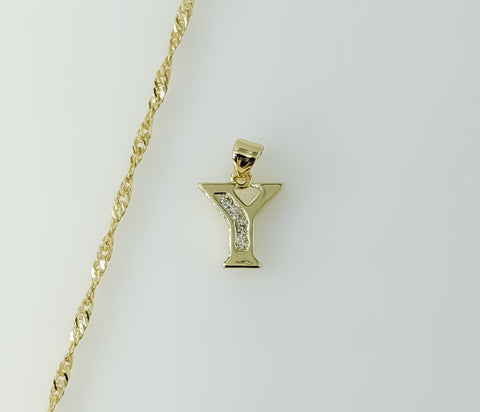 Plated Dainty Letter "Y" 14K Twist Chain Necklace