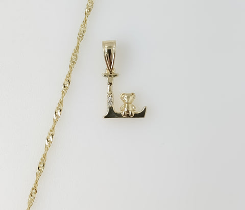 Plated Dainty Letter "L" 14K Twist Chain Necklace