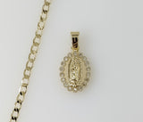 Plated Dainty Virgin Mary 14K 3mm Cuban Chain Necklace