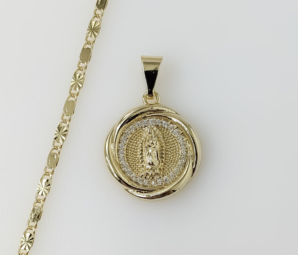 Plated Dainty Virgin Mary 2mm Star Solid Chain Necklace
