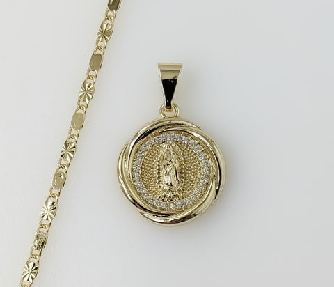 Plated Dainty Virgin Mary 2mm Star Solid Chain Necklace