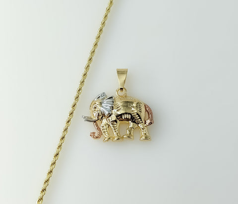 Gold plated tri-color elephant rope and braided chain necklace with a natural style.

Gold plated rope and braided chain