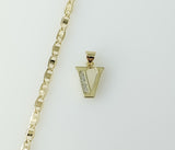 Plated Dainty Letter "V" 3mm Flat Mariner Anchor Chain Necklace