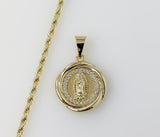 Plated Dainty Virgin Mary 2mm Rope/Braided Chain Necklace