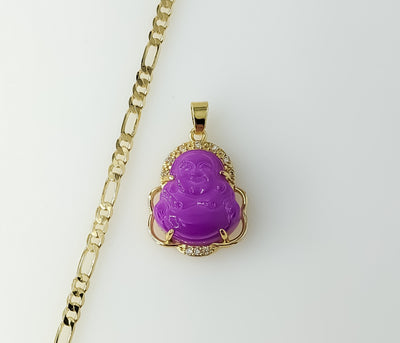 Plated Dainty Buddha 3mm Figaro Chain Necklace