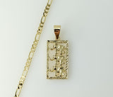 Gold plated figaro chain elephant necklace with delicate chain details.

Gold plated figaro chain necklace featuring an