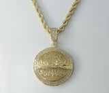 A gold plated braided rope chain necklace with The Last Supper pendant.

A gold plated rope chain necklace featuring a p