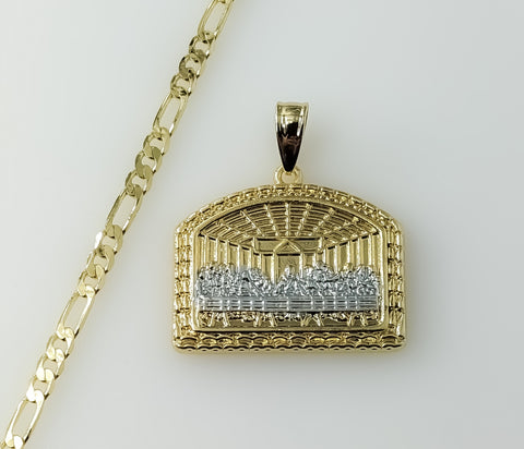 Small Multicolor The Last Supper Plated 3mm Figaro Chain Catholic Necklace