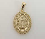 Blessed Virgin Mary Medal Plated Pendant With Optional 14K Rope Chain Necklace