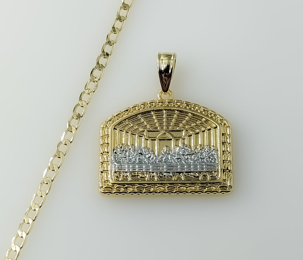 Protection Plated Small Multicolor The Last Supper 14K 3mm Cuban Chain Necklace