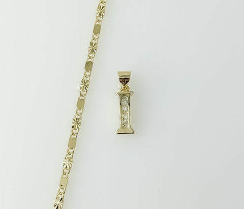 Plated Dainty Letter "I" 2mm Star Solid Chain Necklace