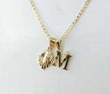 - A 14K gold plated Virgin Mary double pendant necklace on a tri-color chain
- A dainty 14K gold plated chain necklace