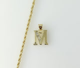 Plated Dainty Letter "M" 2mm Rope/Braided Chain Necklace