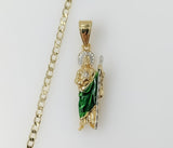 Plated Small Multicolor Saint Jude 14K 3mm Cuban Chain Necklace