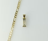 Plated Dainty Letter "I" 3mm Figaro Chain Necklace