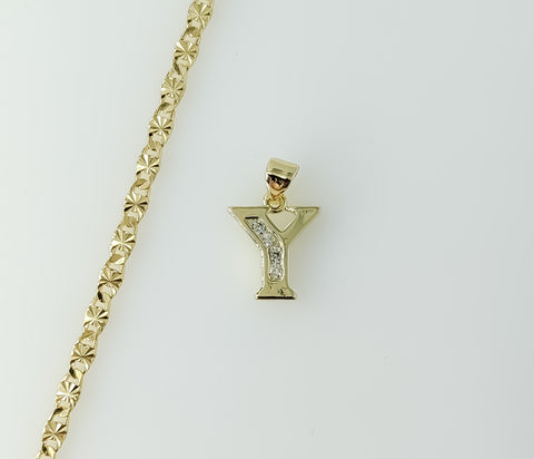 Plated Dainty Letter "Y" 3mm Star Chain Necklace