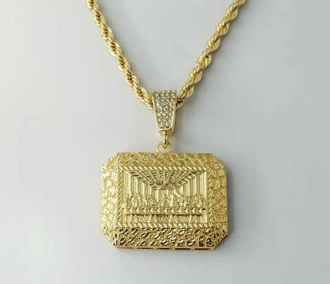 Plated Large The Last Supper 5mm Rope/Braided Chain Necklace