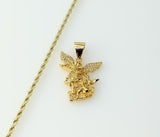 Gold plated Saint Michael pendant on 2mm rope braided chain necklace.

Small gold plated Saint Michael charm on 2mm rope