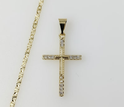Plated Small Cross 2.5mm Star Chain Necklace