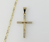 Plated Small Cross 2.5mm Star Chain Necklace