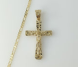 Plated Cross 3mm Figaro Chain Necklace