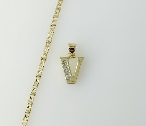 Plated Dainty Letter "V" 2.5mm Star Chain Necklace