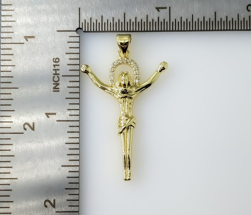 Small Cross Jesus Crucifix Pendant Optional 14K 3mm Flat Mariner Anchor Chain Necklace