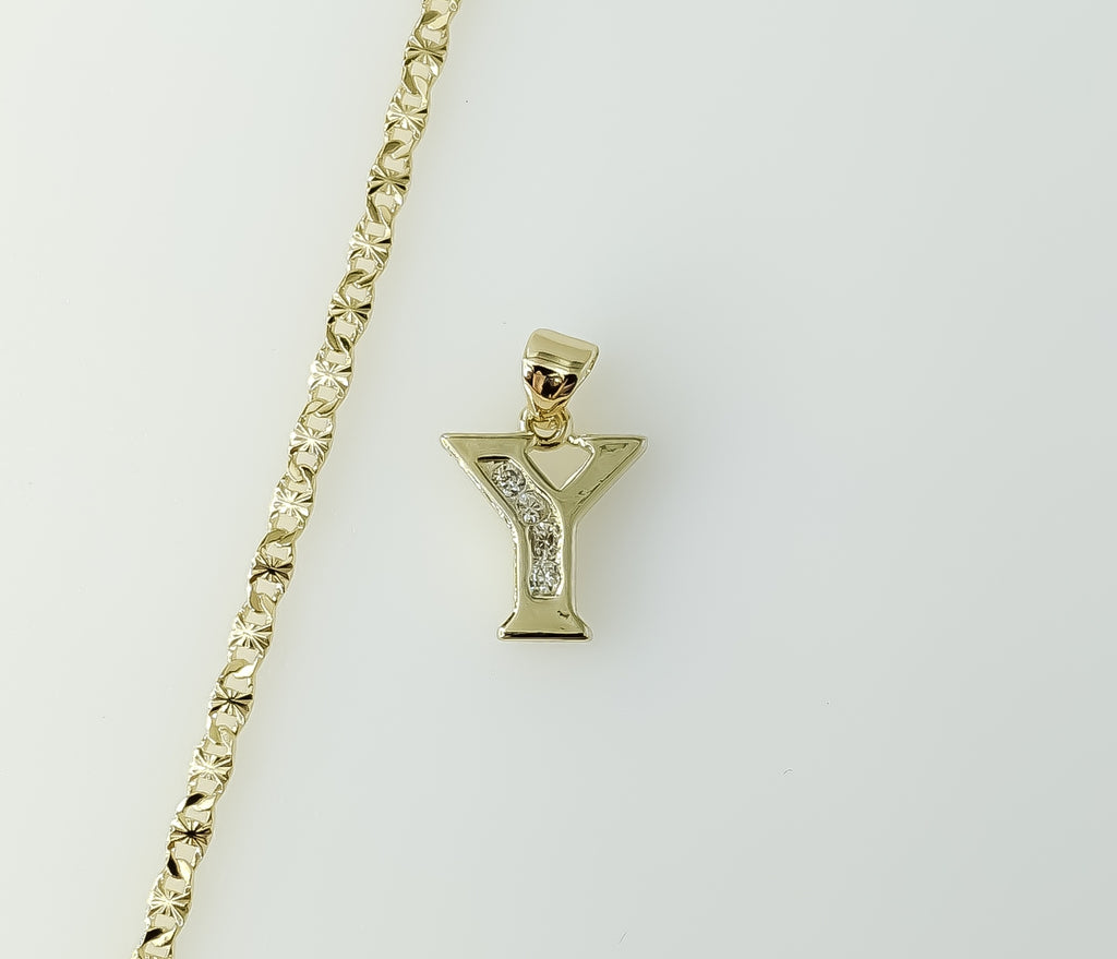 Plated Dainty Letter "Y" 2.5mm Star Chain Necklace