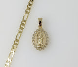 Plated Dainty Virgin Mary 3mm Figaro Chain Necklace
