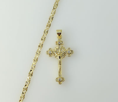 Plated Small Cross 3mm Star Chain Necklace